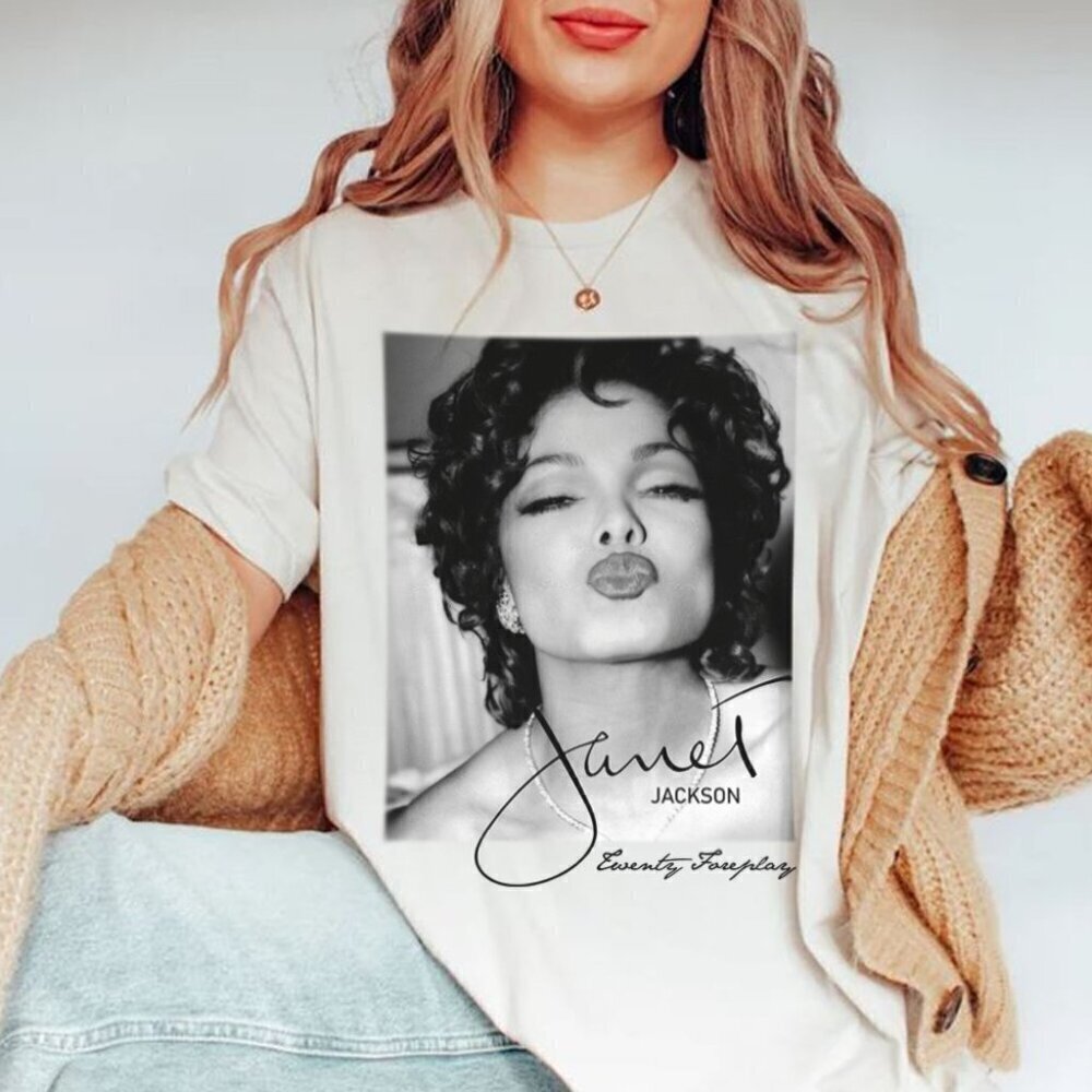 Janet Jackson Twenty Foreplay Retro Music Band Fan T-Shirt .